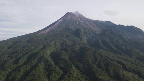 Scenic Aerial View of Mount Merapi in the Morning, A View From Bunker Kaliadem, Kaliurang, Yogyakarta.