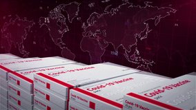 Covid vaccine stats. Covid-19 virus pandemic statistic diagram, chart and graph background with vial pack. Sars-cov-2 vaccination production and delivery. Abstract concept 3d rendering animation. - Powered by Shutterstock - Get 15% off with code: PIKWIZARD15