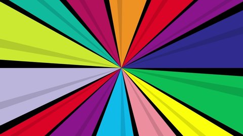Retro vintage rays striped background in pop-art style video.Comic book cartoon background. starburst rotating background.