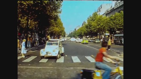 PARIS, FRANCE JULY 1976: France 1976, Paris street view in 70's