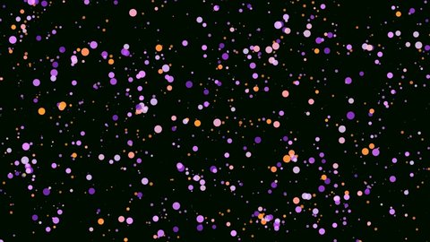 Beautiful colorful dots moving on black background. Animation. Background of colorful dots disappearing and appearing in motion on black backdrop