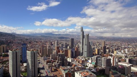 Aerial view of Bogota cityscape on a sunny day. Bogota is the sprawling capital of Colombia and one of the largest cities in South America.