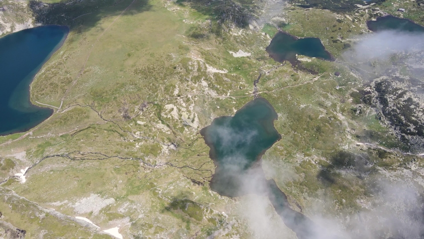 Aerial view of The Seven Rila Lakes, Rila Mountain,  Bulgaria