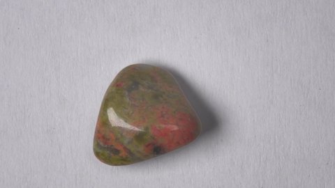 
Unakite, semiprecious stone on a turn table