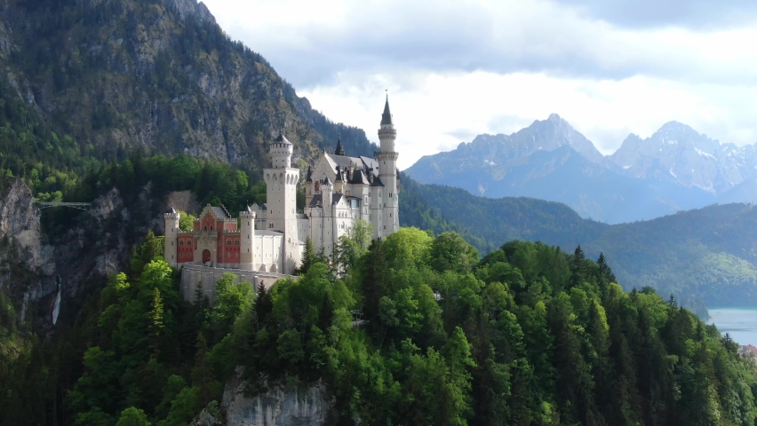 Famous Neuschwanstein Castle Bavaria Germany Aerial Stock Footage Video ...
