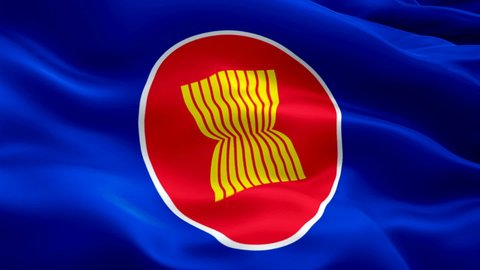 ASEAN waving flag. National 3d Association of Southeast Asian Nations flag waving. Sign of ASEAN seamless loop animation. Association of Southeast Asian Nations flag HD Background- Moscow,1 May 2020
