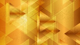 Technology abstract luxury motion backgroud with golden triangles. Seamless looping. Video animation Ultra HD 4K 3840x2160