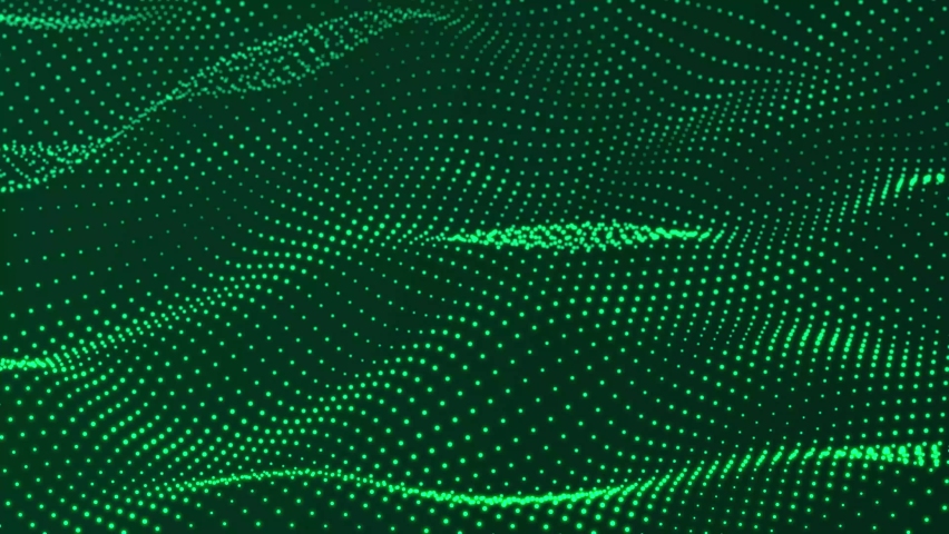 Dynamic wave of glowing particles. Digital technology background. 3d rendering. Seamless loop. 4k Royalty-Free Stock Footage #1066356157
