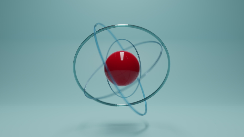 Clean energy concept. Atomic spinner structure with planetary rotation. Seamless loop animation. Usable as presentation element or background in chemical or physical industry. Gyroscope effect. Royalty-Free Stock Footage #1066360831