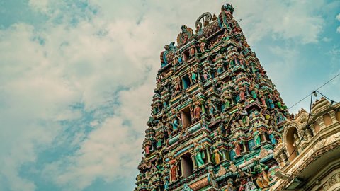 Beautiful Hindu Temple Statue Architecture Cloud Time Lapse