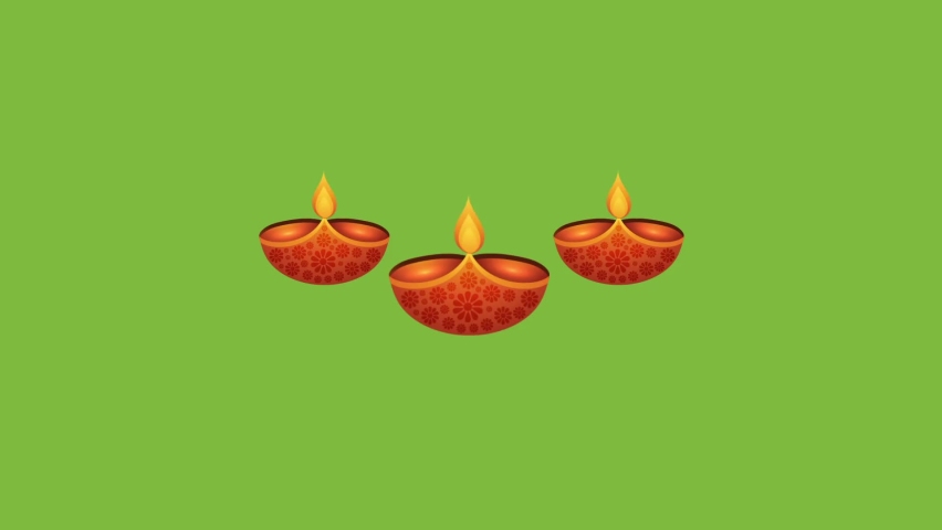 Indian Diwali Diya Alpha Layer Green Screen Background Royalty-Free Stock Footage #1066376929