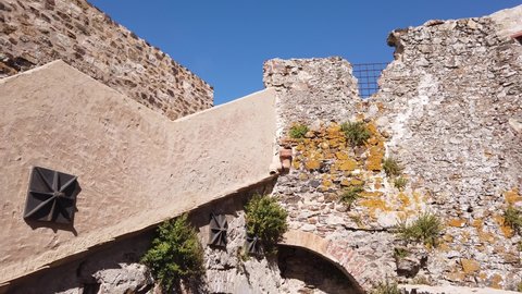 ancient ruins of the Volterraio Castle, the oldest fortress on Elba Island, Tuscany, Italy. Located between Portoferraio and Rio nell'Elba. The never conquered italian castle in all history.