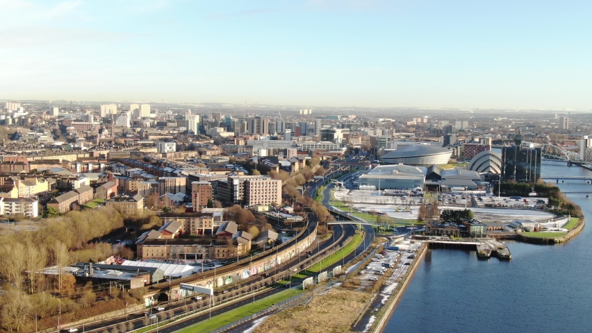 Aerial - Glasgow City from above Royalty-Free Stock Footage #1066394113