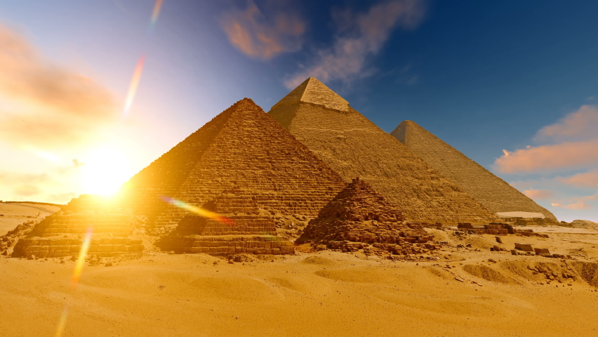 Clouds over the Giza pyramids of Egypt Royalty-Free Stock Footage #1066409548