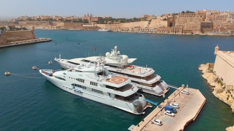Drone footage of luxury jachts