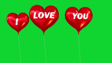 Balloons I LOVE YOU Green Screen Valentine s Day 3D Animation 4K