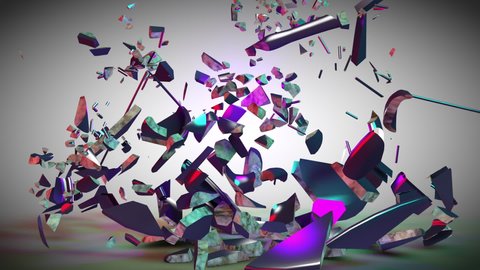 The scales are shattered into pieces. 3d animation slow motion