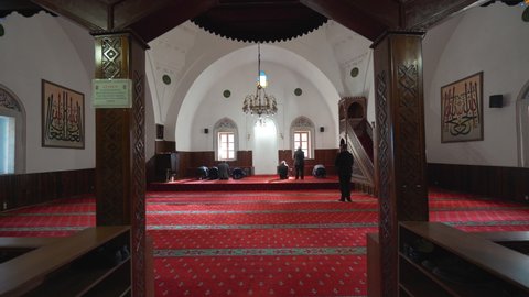 Bilecik,Turkey - 05.02.2019: inside view of Orhan Gazi Mosque in Bilecik