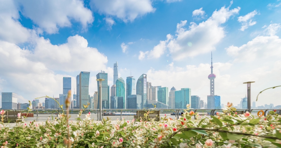 Urban scenery of Lujiazui, Pudong New Area, Shanghai, China