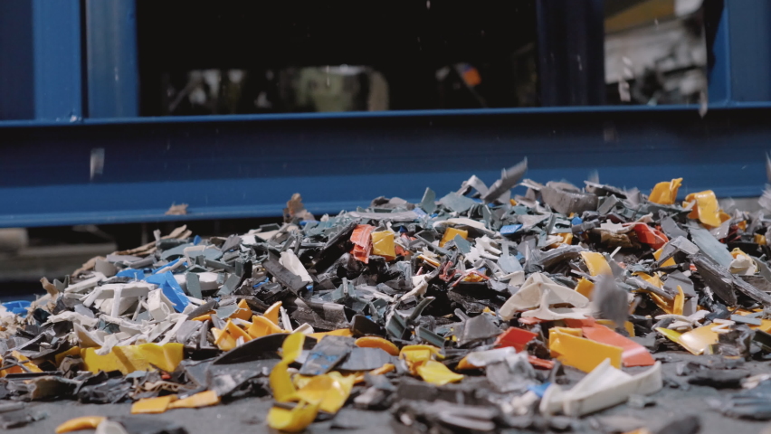 Machine for processing recyclable materials and garbage. plastic waste. Plastic shredder | Shutterstock HD Video #1066465918