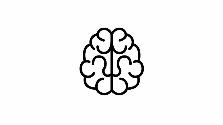Animated symbol of brain. Concept of idea and creative. Line vector illustration isolated on white background.