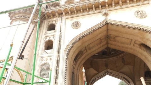 India - Hyderabad January 2021: Charminar entry gate horizontal view