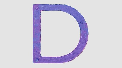 Liquid alphabet: letter D made from pink and blue HD animated liquid flows
