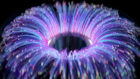 4K Animation of Artificial Intelligence eye made from fiber optics.
Abstract digital and technology intro.
Ultra HD, 3840x2160 3D animation.