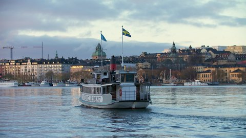 Stockholm, Sweden, 10 December 2017, Public Ferry on Stockholm's waterways