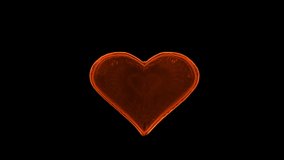 Flaming heart on the black background. slow-motion. 3d rendering. Included in the end of the clip with Alpha matte.
