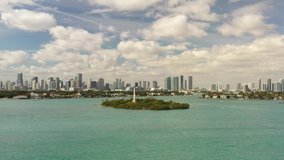 Aerial video changing landscapes in Miami Florida USA
