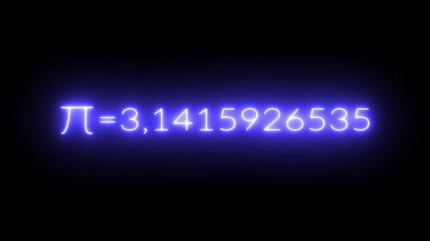 Pi day number announce neon sign symbol animation on black background