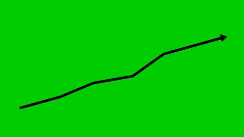 Animated financial growth chart with trend line graph. Growth bar chart of economy. Vector illustration isolated on green background.