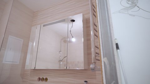 Interior of bathroom in new apartment during remodeling, renovation, reconstruction, restoration and construction.