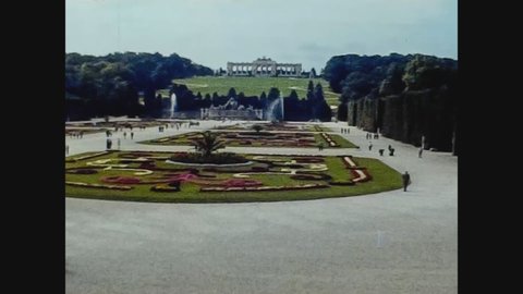 VIENNA, AUSTRIA MAY 1974: Schlosspark Schonbrunn in Vienna in 70's