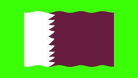 brush drawn flag of Qatar on a green background. moving from the wind. 4k video for your project.