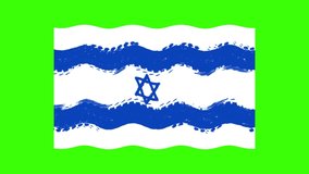 brush drawn flag of Israel on a green background. moving from the wind. 4k video for your project.