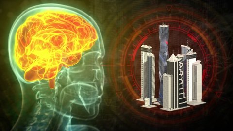 brain under stress struck by outdoors, cg medicine 3D animation