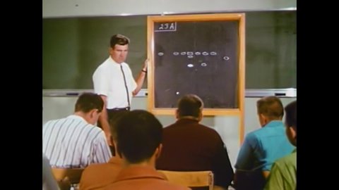 CIRCA 1960s - A coach prepares his team for several made-up plays in 1964.
