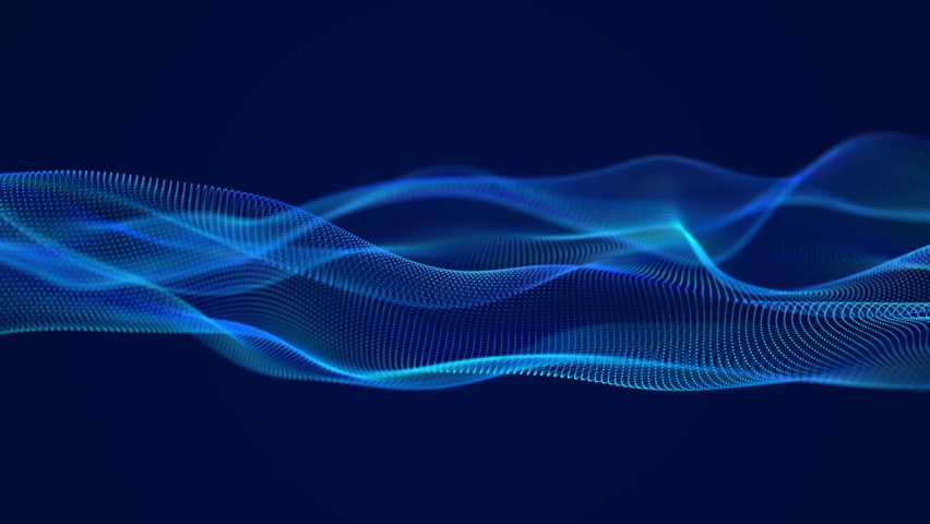 Digital dynamic wave of particles. Abstract blue futuristic background. Big data visualization. 3D rendering. Royalty-Free Stock Footage #1066568356