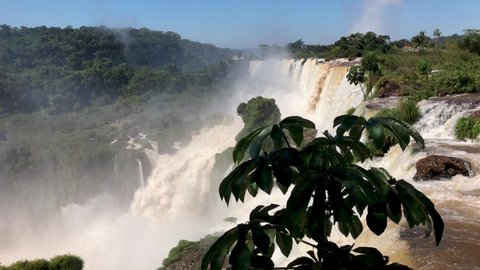 Iguazu Fa Iguazu Falls are waterfalls of the Iguazu River on the border between Argentina and Brazil. They are the largest waterfall system in the world.