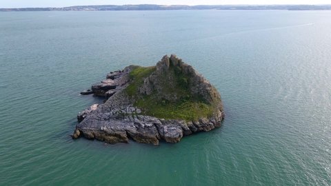 Thatcher Rock. Beautiful Small Island on Torquay Coast, United Kingdom