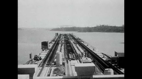 CIRCA 1910s - Gatun Dam and Gatun Lake are shown as well as locks in the Panama Canal in 1912.