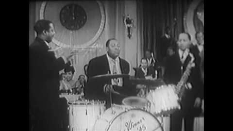 CIRCA 1947 - In this race musical, a jazz band performs an instrumental number at a nightclub featuring a trumpet solo.