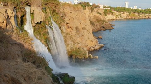 lower duden waterfalls on mediterranean stock footage video 100 royalty free 1063958395 shutterstock