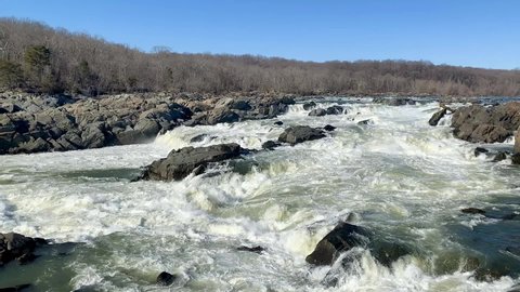 View from overlook on Bear Island. Mather Gorge of the Potomac River, Great Falls National Park, C and O Canal National Historical Park.