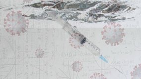 Digital composition of syringe falling in water over covid-19 cells moving against mathematical equations. coronavirus covid 19 pandemic concept - Powered by Shutterstock - Get 15% off with code: PIKWIZARD15