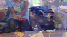 Animation of flag of european union with doctor preparing patient for vaccination. healthcare and protection during coronavirus covid 19 pandemic, digitally generated video. - Powered by Shutterstock - Get 15% off with code: PIKWIZARD15