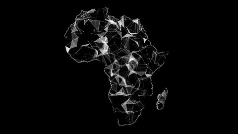Abstract white plexus network in "Africa" map. Various polygonal abstract lines in digital technology network maps or lines of the future world.