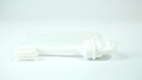 Portable toothbrush, close up video clip